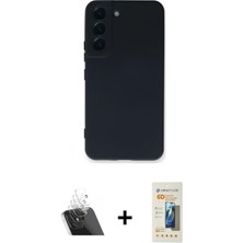 Cepte Toptan Galaxy S23 Plus Ahenk Serisi - Siyah 6d Mat Seramik Hayalet Nano Ekran Koruyucu + Şeffaf Kamera Lens Koruma Cam
