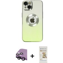 Cepte Toptan iPhone 14 Plus Kutup Yansıma Özel Seri - Siyah Mat Seramik Nano Ekran Koruyucu + Siyah Raze Metal Kamera Lens