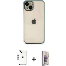 Cepte Toptan iPhone 14 Vadi Minimal - Siyah Bilvis 3D Cam Ekran Koruyucu + Gümüş Shine Kamera Lens