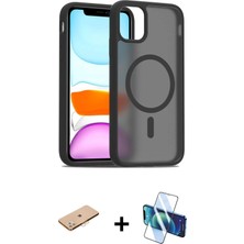 Cepte Toptan iPhone 11 Pro Max Siluet Minimal Prime - Siyah 3D Antistatik Seramik Nano Ekran Koruyucu + Turuncu Renkli Kamera Lens Koruma Cam