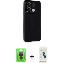 Cepte Toptan Redmi Note 13 Pro 4g Atlas Minimal Prime - Şeffaf Pasifik Cam Ekran Koruyucu + Siyah Raze Metal Kamera Lens