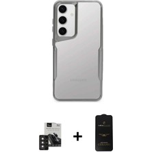 Cepte Toptan Galaxy S24 Akış Çizgi Koleksiyonu - Siyah 6d Antistatik Mat Seramik Hayalet Nano Ekran Koruyucu + Derin Mor Pvd Metal Kamera Lens
