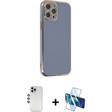 Cepte Toptan iPhone 12 Pro Yankı Serisi - Siyah 3D Antistatik Seramik Nano Ekran Koruyucu + Gümüş Shine Kamera Lens