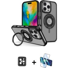 Cepte Toptan iPhone 16 Pro Max Nova Minimal Serisi - Siyah 3D Antistatik Cam Ekran Koruyucu + Siyah Pvd Metal Kamera Lens