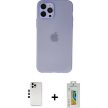 Cepte Toptan iPhone 12 Pro Atlas Minimal Prime - Siyah Polymer Nano Ekran Koruyucu + Gümüş Shine Kamera Lens