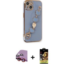 Cepte Toptan iPhone 14 Nova Işık Prime - Siyah Buffer Cam Ekran Koruyucu + Kırmızı Raze Metal Kamera Lens