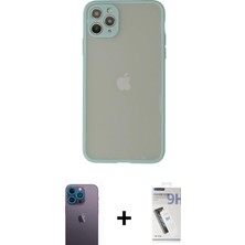 Cepte Toptan iPhone 12 Pro Max Ahenk Çizgi Serisi - Şeffaf Uv Polymer Nano Ekran Koruyucu + Mavi Neon Fosforlu Kamera Lens