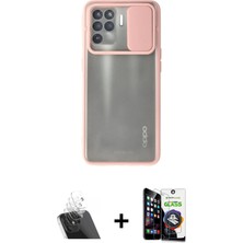 Cepte Toptan Reno 5 Lite Vadi Çizgi - Şeffaf Temperli Cam Ekran Koruyucu + Şeffaf Kamera Lens Koruma Cam