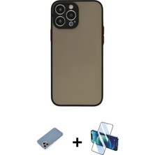 Cepte Toptan iPhone 13 Pro Ahenk Çizgi Serisi - Siyah 3D Antistatik Seramik Nano Ekran Koruyucu + Gökkuşağı Shine Kamera Lens Koruma Cam