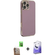 Cepte Toptan iPhone 16 Pro Yankı Serisi - Siyah Bilvis 5in1 5d Magic Hayalet Cam Ekran Koruyucu + Çöl Titanyum Raze Metal Kamera Lens