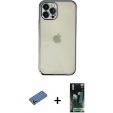 Cepte Toptan iPhone 12 Pro Vadi Minimal - Siyah 360 Mat Full Body Arka Koruyucu + Gold Shine Kamera Lens Koruma Cam