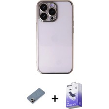 Cepte Toptan iPhone 13 Pro Max Vadi Minimal - Siyah Bilvis 5in1 5d Magic Hayalet Cam Ekran Koruyucu + Mor Metal Kamera Lens Koruma Cam