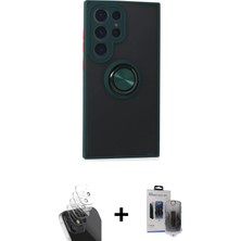 Cepte Toptan Galaxy S24 Ultra Yörünge Çizgi - Siyah Vanessa Magic Hayalet Cam + Şeffaf Kamera Lens Koruma Cam