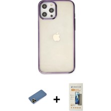 Cepte Toptan iPhone 12 Pro Max Doruk Doku Prime - Siyah 6d Mat Seramik Hayalet Nano Ekran Koruyucu + Gold Shine Kamera Lens Koruma Cam