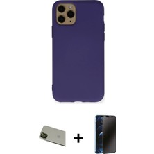 iPhone 11 Pro Max Ahenk Serisi - Siyah 3D Antistatik Hayalet Cam Ekran Koruyucu + Yeşil Rainbow Kamera Lens Koruma Cam