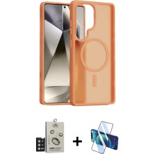 Cepte Toptan Galaxy S25 Ultra Siluet Minimal Prime - Siyah 3D Antistatik Cam Ekran Koruyucu + Titan Gri Bilvis Titan Kamera Lens