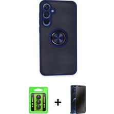 Cepte Toptan Galaxy A35 5g Yörünge Çizgi - Siyah 3D Antistatik Hayalet Cam Ekran Koruyucu + Siyah Raze Metal Kamera Lens