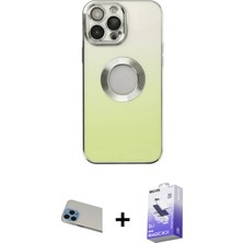 Cepte Toptan iPhone 13 Pro Max Kutup Yansıma Özel Seri - Siyah Bilvis 5in1 5d Magic Hayalet Cam Ekran Koruyucu + Mavi Rainbow Kamera Lens Koruma Cam