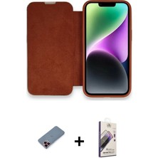 Cepte Toptan iPhone 13 Pro Max Siluet Minimal Serisi - Siyah Bilvis 3D Mat Cam Ekran Koruyucu + Kırmızı Metal Kamera Lens Koruma Cam