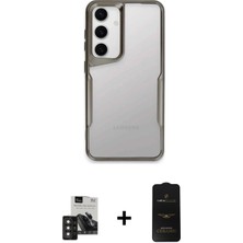 Cepte Toptan Galaxy S24 Akış Çizgi Koleksiyonu - Siyah 6d Antistatik Mat Seramik Hayalet Nano Ekran Koruyucu + Derin Mor Pvd Metal Kamera Lens