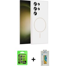 Cepte Toptan Galaxy S24 Ultra Yankı Form Serisi - Siyah Polymer Nano Ekran Koruyucu + Gri Raze Metal Kamera Lens