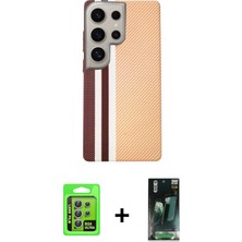 Cepte Toptan Galaxy S24 Ultra Eksen Prime - Şeffaf 360 Full Body Arka Koruyucu + Gümüş Raze Metal Kamera Lens