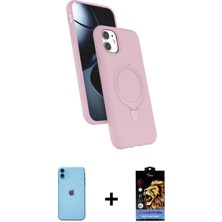 Cepte Toptan iPhone 11 Iz Işık Koleksiyonu - Siyah Buffer Hayalet Cam Ekran Koruyucu + Mavi Neon Fosforlu Kamera Lens
