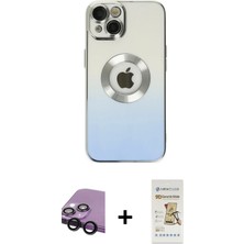 Cepte Toptan iPhone 14 Plus Kutup Yansıma Özel Seri - Siyah Mat Seramik Nano Ekran Koruyucu + Siyah Raze Metal Kamera Lens