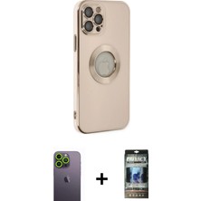 Cepte Toptan iPhone 12 Pro Iz Form Serisi - Siyah 34D Hayalet Izgaralı Cam + Yeşil Neon Fosforlu Kamera Lens