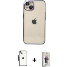 Cepte Toptan iPhone 14 Vadi Minimal - Siyah Bilvis 3D Cam Ekran Koruyucu + Gümüş Shine Kamera Lens