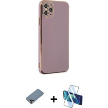 Cepte Toptan iPhone 11 Pro Max Yankı Serisi - Siyah 3D Antistatik Seramik Nano Ekran Koruyucu + Gökkuşağı Shine Kamera Lens Koruma Cam