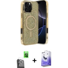 Cepte Toptan iPhone 16 Pro Eksen Çizgi - Siyah Bilvis 5in1 5d Magic Hayalet Cam Ekran Koruyucu + Siyah Raze Metal Kamera Lens