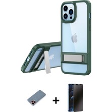 Cepte Toptan iPhone 13 Pro Max Yadigar Yansıma - Siyah 3D Antistatik Hayalet Cam Ekran Koruyucu + Kırmızı Metal Kamera Lens Koruma Cam