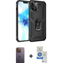 Cepte Toptan iPhone 12 Pro Max Ahenk Klasik Koleksiyonu - Şeffaf Royal Nano Ekran Koruyucu + Sarı Neon Fosforlu Kamera Lens