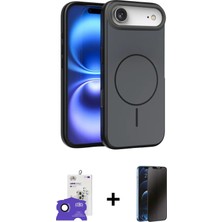 Cepte Toptan iPhone 17 Air Atlas Asil Prime - Siyah 3D Antistatik Hayalet Cam Ekran Koruyucu + Siyah Bilvis Titan Kamera Lens