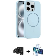 Cepte Toptan iPhone 15 Pro Max Yankı Form Serisi - Siyah 3D Antistatik Cam Ekran Koruyucu + Titanyum Gri Raze Metal Kamera Lens