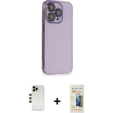 Cepte Toptan iPhone 13 Pro Max Siluet Minimal Özel Seri - Siyah 6d Mat Seramik Hayalet Nano Ekran Koruyucu + Gold Shine Kamera Lens