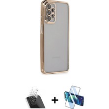 Cepte Toptan Galaxy A23 4g Vadi Minimal - Siyah 3D Antistatik Cam Ekran Koruyucu + Şeffaf Kamera Lens Koruma Cam