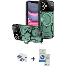 Cepte Toptan iPhone 11 Kıvılcım Modern Serisi - Şeffaf Royal Nano Ekran Koruyucu + Gökkuşağı Pers Alüminyum Kamera Lens