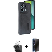 Cepte Toptan Redmi Note 13 Pro 4g Yörünge Işık Serisi - Siyah 3D Antistatik Hayalet Cam Ekran Koruyucu + Şeffaf Kamera Lens Koruma Cam