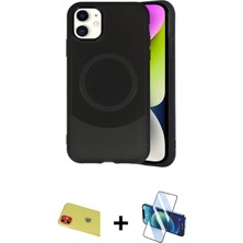 Cepte Toptan iPhone 11 Ufuk Serisi - Siyah 3D Antistatik Cam Ekran Koruyucu + Kırmızı Rainbow Kamera Lens Koruma Cam