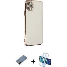 Cepte Toptan iPhone 11 Pro Max Yankı Serisi - Siyah 3D Antistatik Seramik Nano Ekran Koruyucu + Gökkuşağı Shine Kamera Lens Koruma Cam