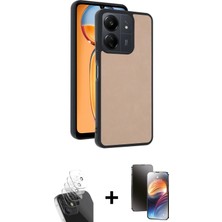 Cepte Toptan Redmi 13C Kıvılcım Işık Serisi - Siyah 3D Antistatik Mat Seramik Nano Ekran Koruyucu + Şeffaf Kamera Lens Koruma Cam