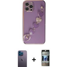 Cepte Toptan iPhone 12 Pro Nova Işık Prime - Siyah 34D Hayalet Izgaralı Cam + Mavi Neon Fosforlu Kamera Lens
