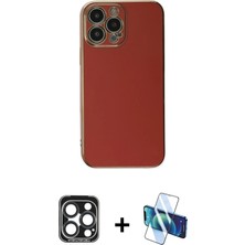 Cepte Toptan iPhone 15 Pro Max Yankı Serisi - Siyah 3D Antistatik Cam Ekran Koruyucu + Lacivert Pvd Metal Kamera Lens