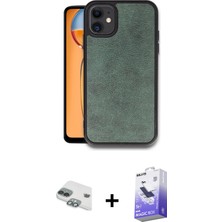 Cepte Toptan iPhone 11 Kıvılcım Işık Serisi - Siyah Bilvis 5in1 5d Magic Hayalet Cam Ekran Koruyucu + Yeşil Pers Alüminyum Kamera Lens