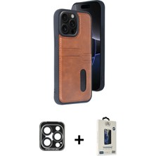 Cepte Toptan iPhone 15 Pro Max Yörünge Işık Serisi - Siyah Bilvis Hayalet Cam Ekran Koruyucu + Lacivert Pvd Metal Kamera Lens