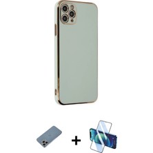 Cepte Toptan iPhone 11 Pro Max Yankı Serisi - Siyah 3D Antistatik Seramik Nano Ekran Koruyucu + Gökkuşağı Shine Kamera Lens Koruma Cam