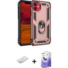 Cepte Toptan iPhone 11 Ahenk Klasik Koleksiyonu - Siyah Bilvis 5in1 5d Magic Hayalet Cam Ekran Koruyucu + Sarı Renkli Kamera Lens Koruma Cam