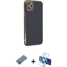 iPhone 11 Pro Max Yankı Serisi - Siyah 3D Antistatik Seramik Nano Ekran Koruyucu + Gökkuşağı Shine Kamera Lens Koruma Cam